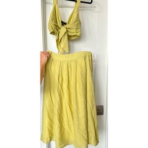 Lulus “Spanish Steps Lime Green sleeveless tie Front two piece dress”